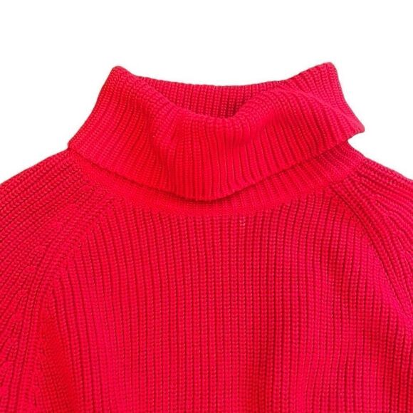 Lands End bright red turtleneck sweater - Picture 2 of 3